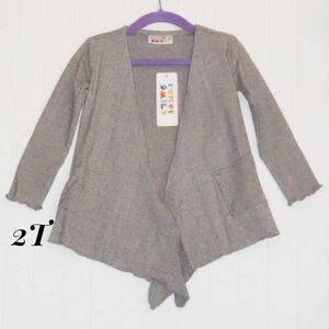 2T Dot Dot Smile Gray open cardigan NWT